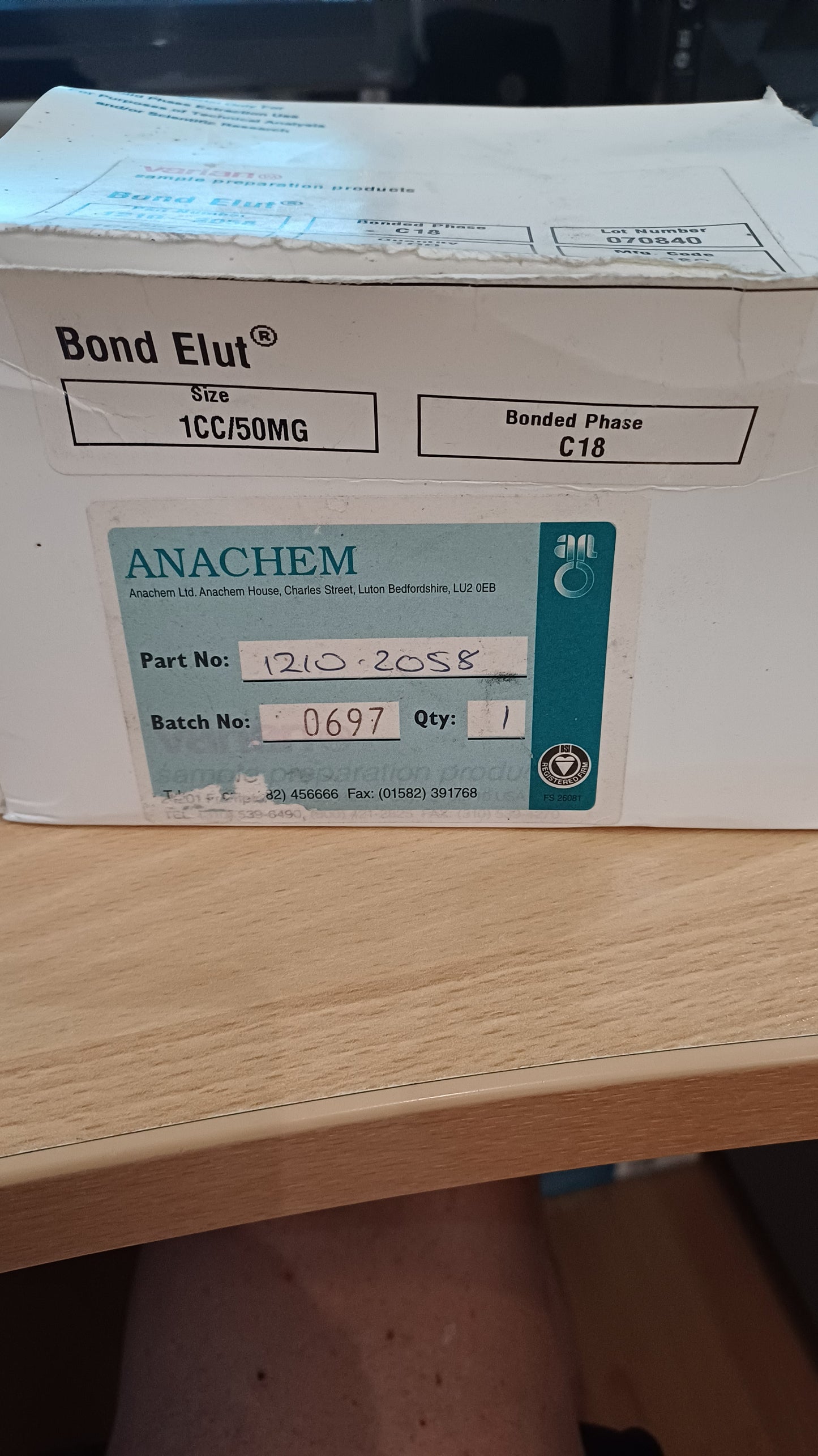 12102058 AGILENT, Bond Elut C18 50mg/1mL 60pk