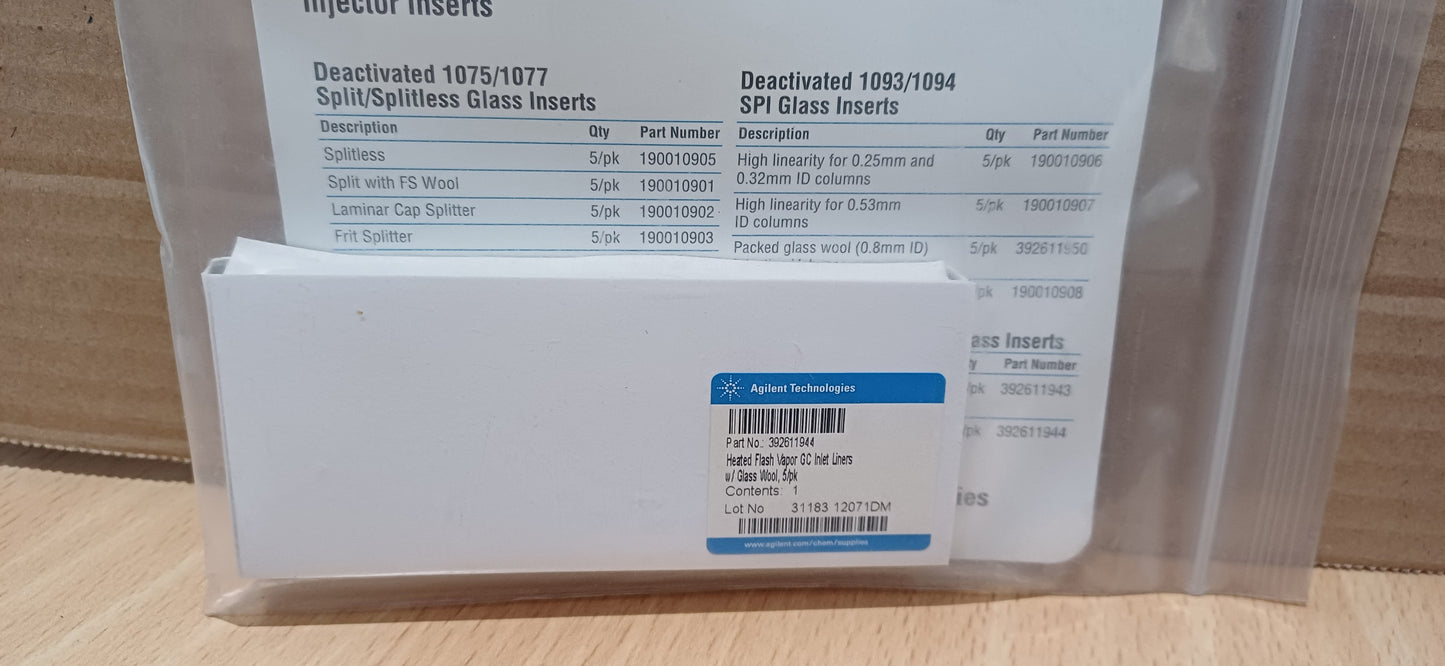 392611944 - AGILENT, Inject liner, Flash 1060/1061 with glass wool, for packed columns, 5/pk