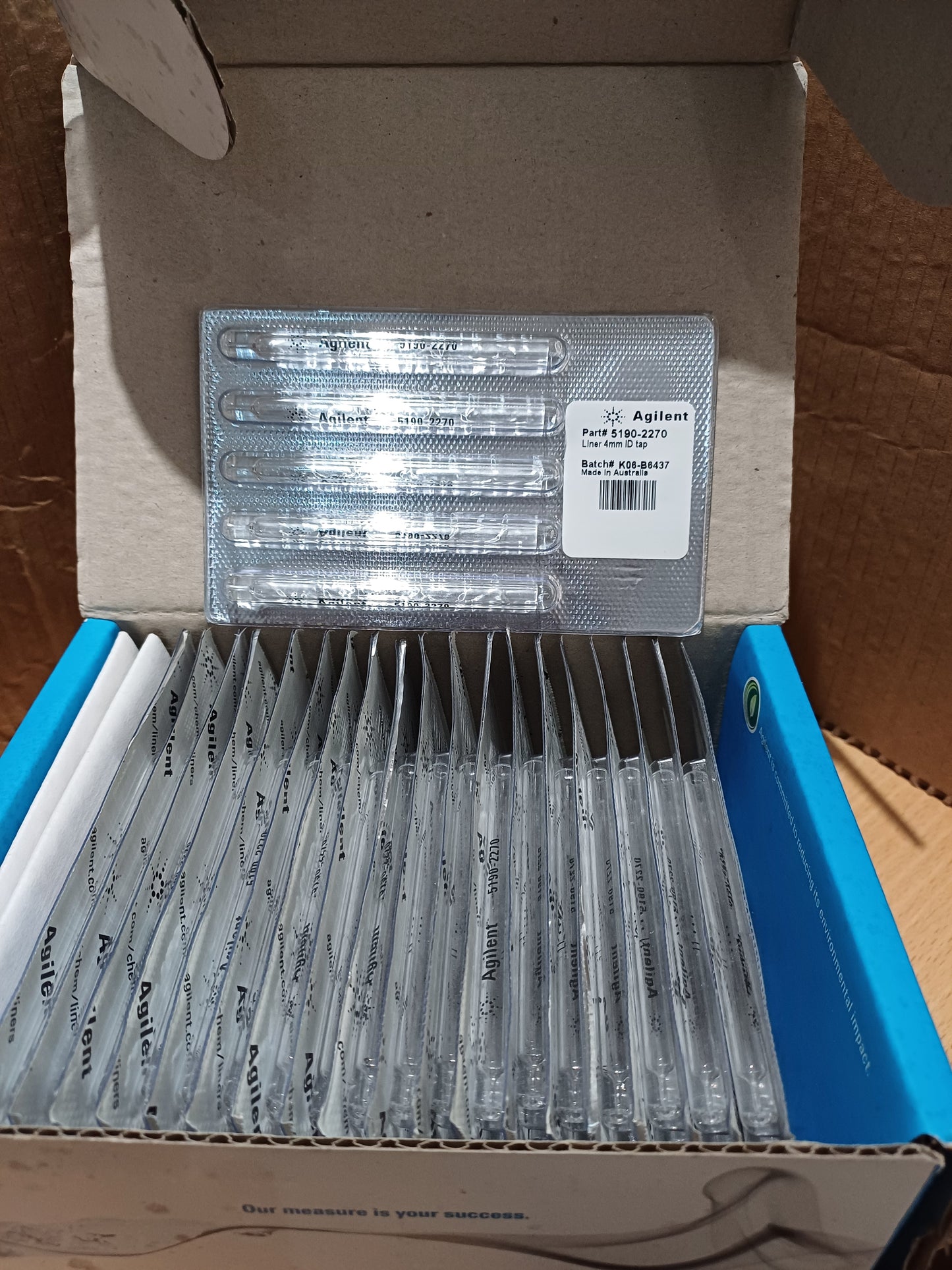 5190-2270 - AGILENT, Liner, Splitless, Single Taper, No Glass Wool, Deactivated, 100pk