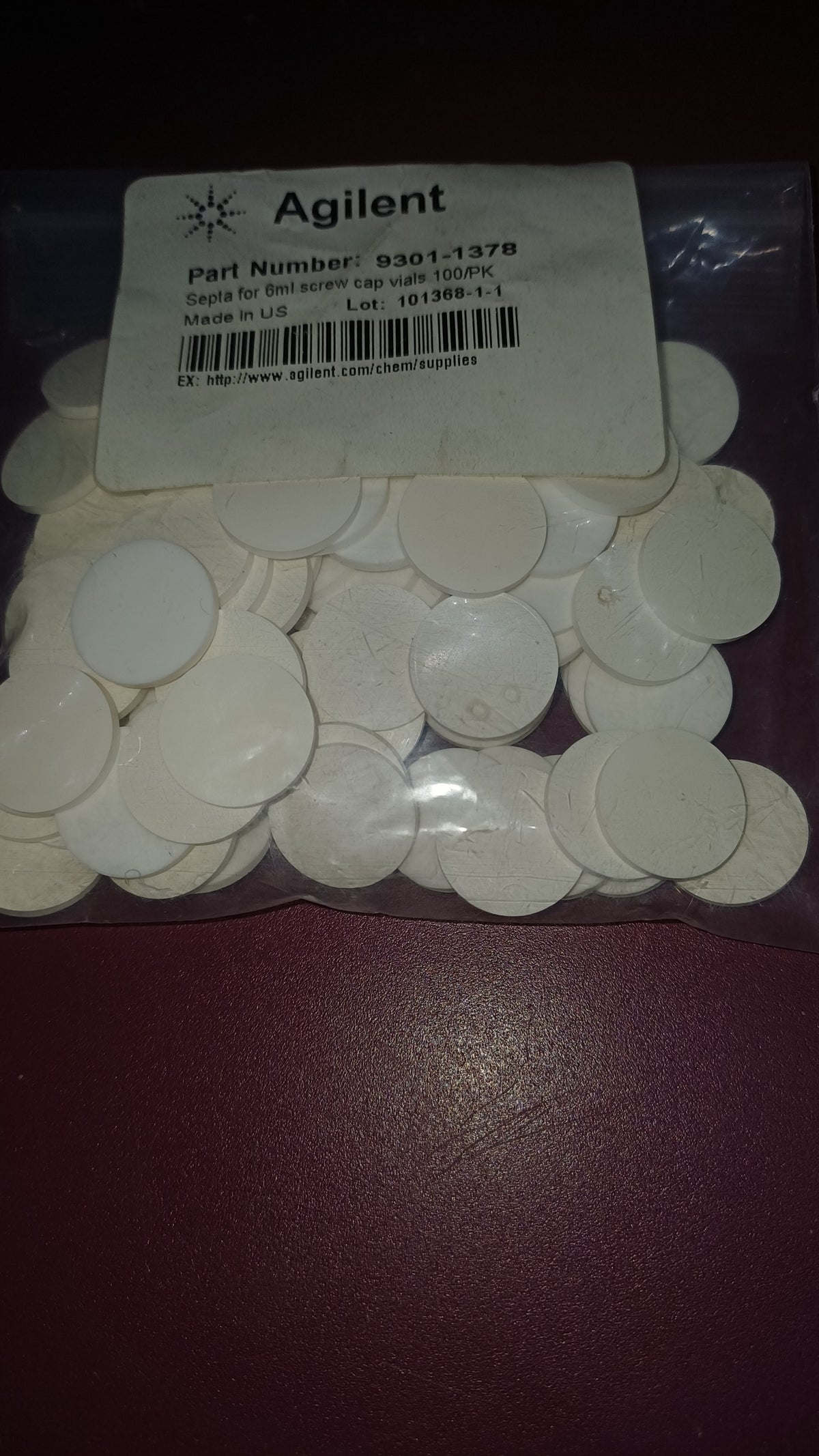 9301-1378 Agilent, Septa for 6ml screw cap vials 100/PK