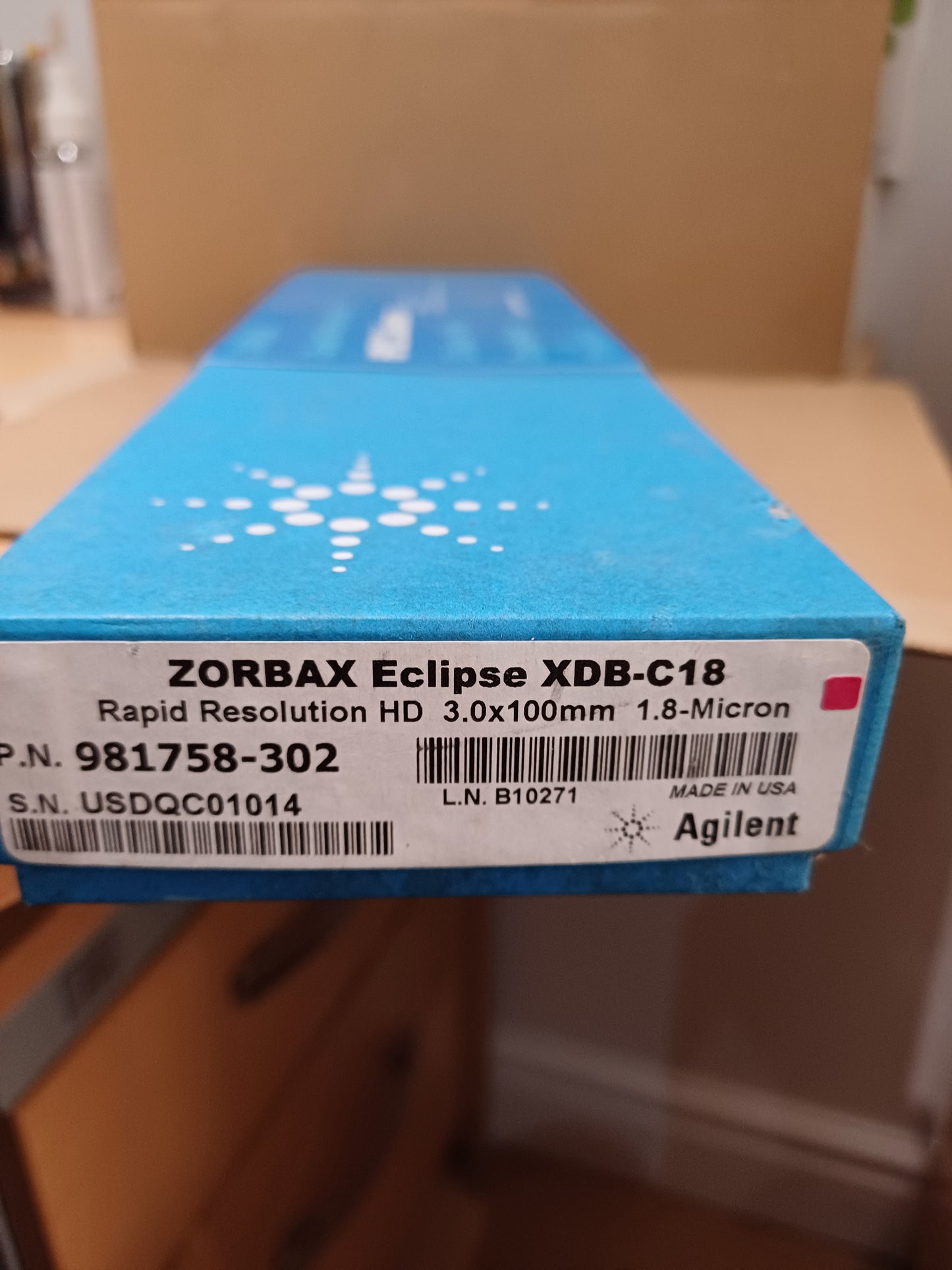 981758-302 - AGILENT, ZORBAX Agilent, RRHD Eclipse XDB-C18, 80Å, 3.0 x 100 mm, 1.8 µm, 1200 bar pressure limit
