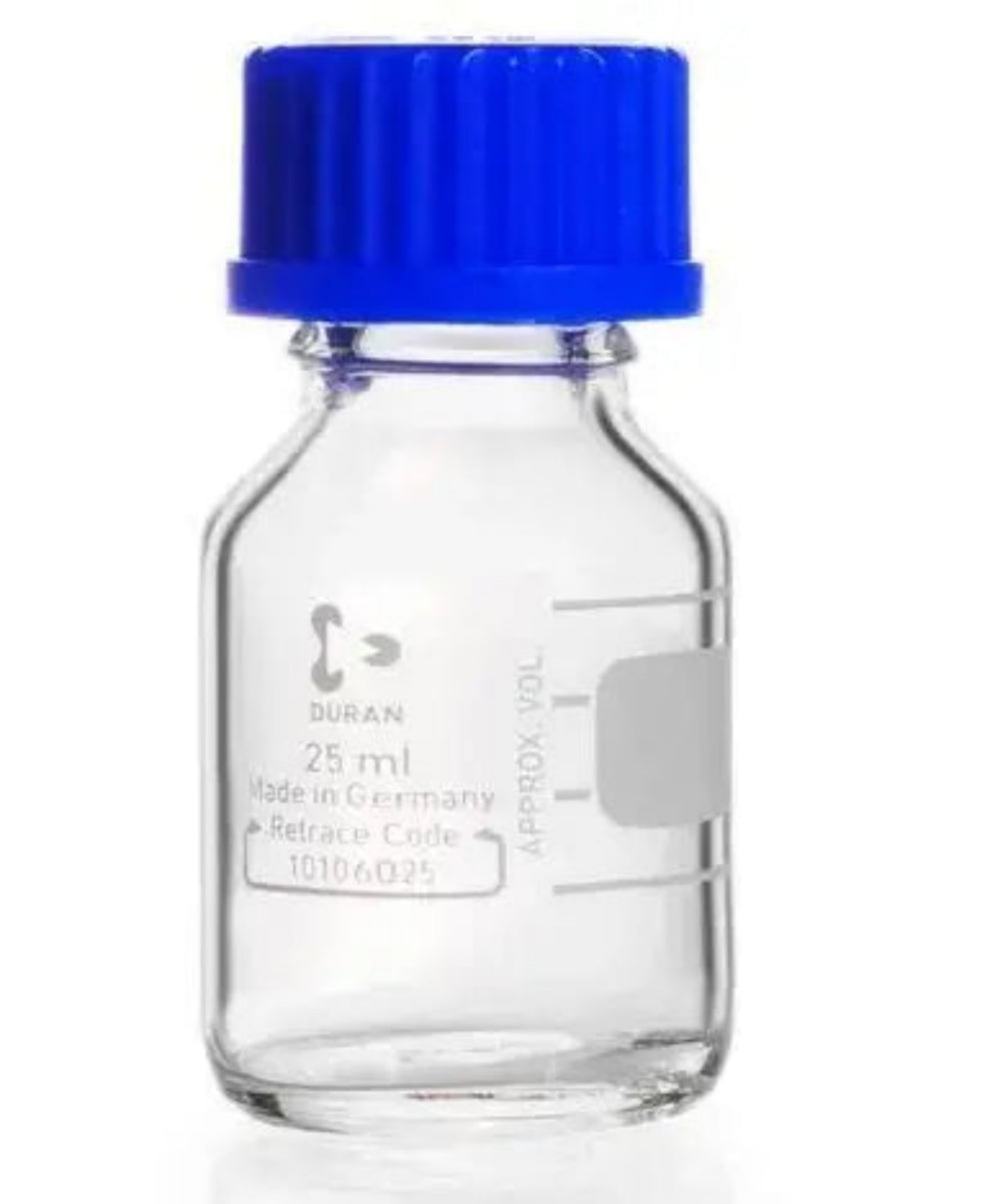 Schott Duran , Borosilicate 3.3 Glass , Laboratory Bottle 25ml with GL45 Screw Cap Air Tight Seal