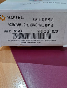 12102001 Agilent Bond Elut C18 cartridge, 100 mg, 1 mL, 40 μm, 60/pk