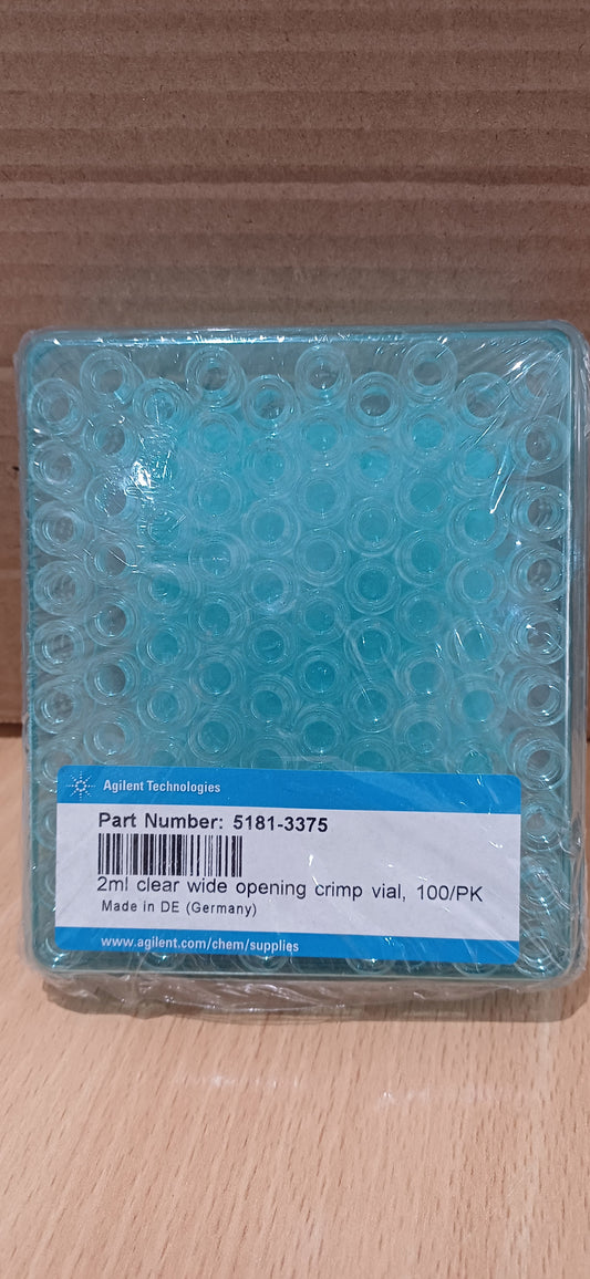 5181-3375 Agilent Vial, crimp top, clear, certified, 2 mL, 100/pk. Vial size: 12 x 32 mm (11 mm cap)