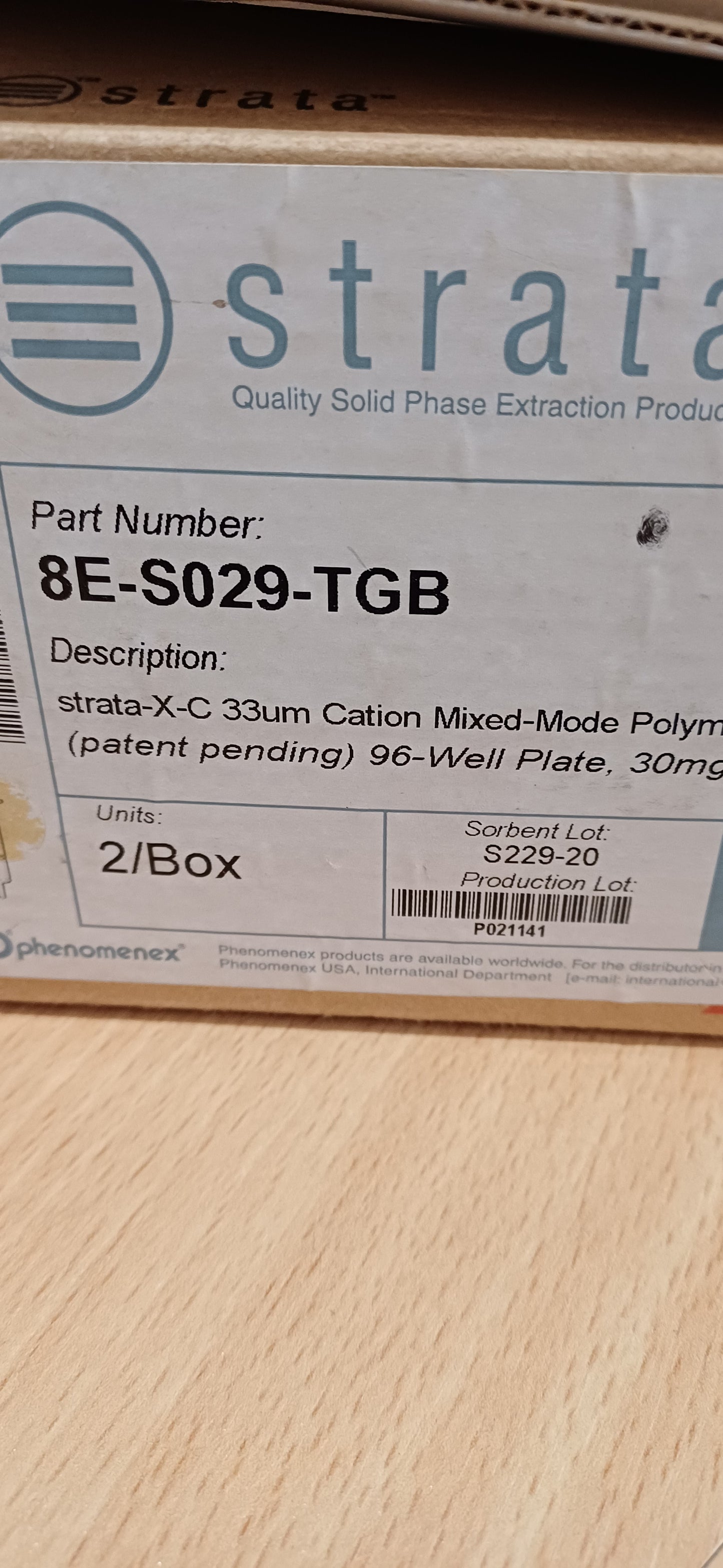 8E-S029-TGB Phenomenex Strata™-X-C 33 µm Polymeric Strong Cation, 30 mg / 1 mL, Tubes , 100/Pk