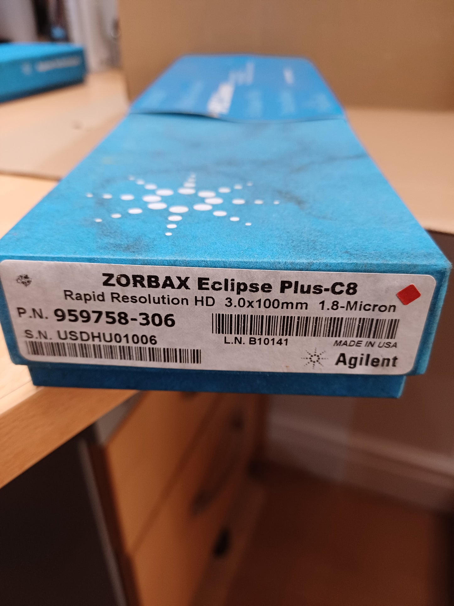 959758-306 - AGILENT, ZORBAX RRHD Eclipse Plus C8, 95Å, 3.0 x 100 mm, 1.8 µm, 1200 bar pressure limit