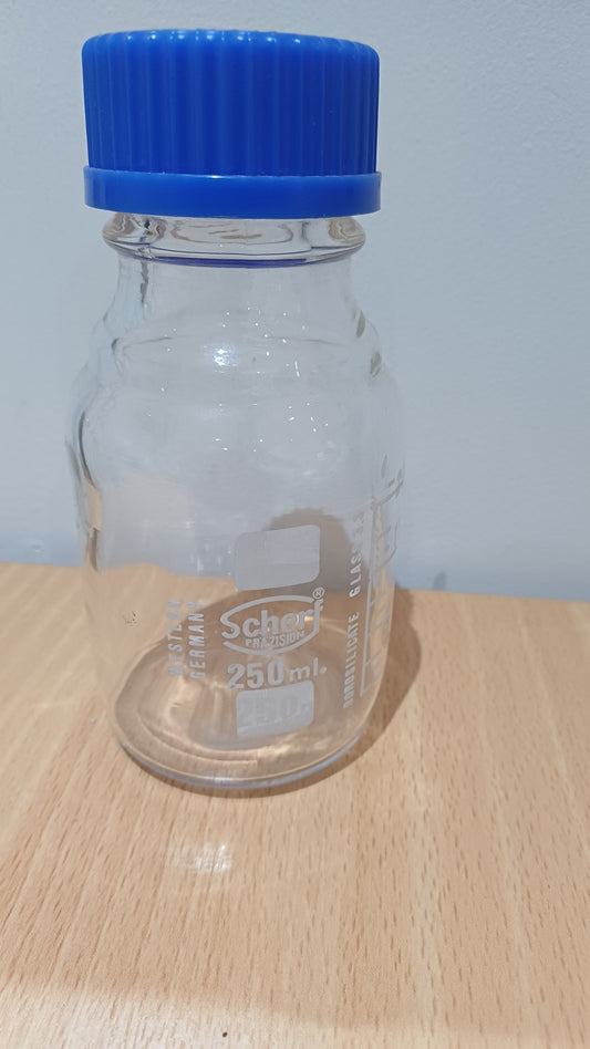 Schott Duran ,Borosilicate Glass 3.3 Laboratory Bottle 250ml with GL45 Screw Cap Air Tight Seal