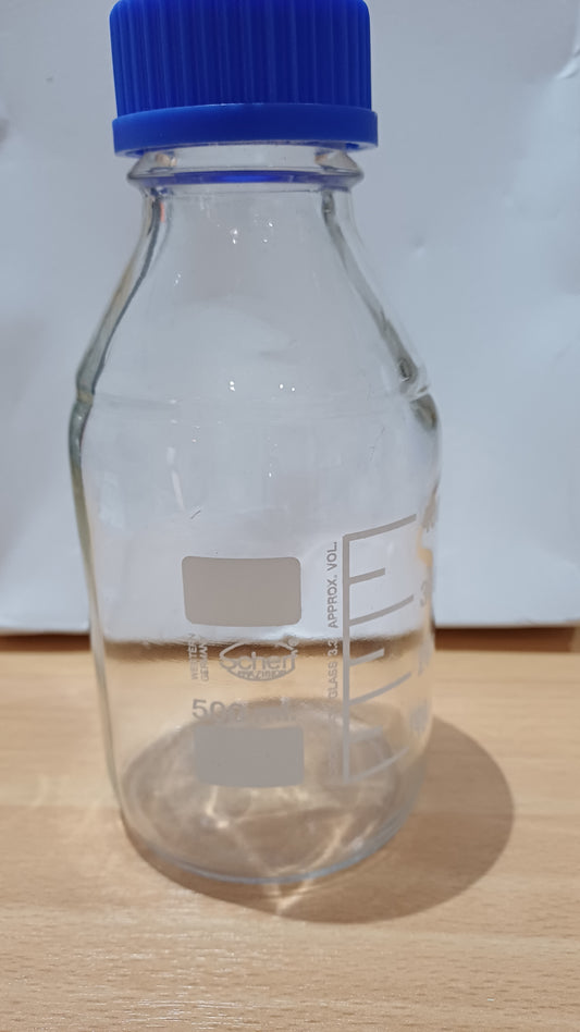Schott Duran ,Borosilicate Glass 3.3 Laboratory Bottle 500ml with GL45 Screw Cap Air Tight Seal