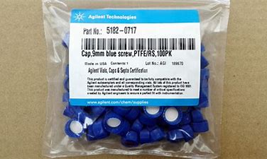 5182-0717  - AGILENT, Blue 9mm Screw Cap with PTFE/Red Silicone Septa, 100pk